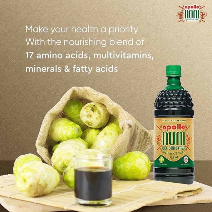 Noni Juice Concentrate with Aloe Vera for Immunity &amp Nutrient Absorption Ayurvedic Health Drink for Cellular Health 33oz (900ml)