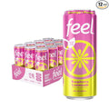 FEEL Zero Sugar Natural Energy Drink – Raspberry Lemonade 140mg Plant-Based Caffeine with L-Theanine for Focus Vitamin C for Immunity Vegan Non-GMO No Artificial Sweeteners 12 Fl Oz Cans (12-Pac