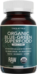 Organic Spirulina &amp Chlorella Tablets – 4 Organic Certifications Raw Non-Irradiated – 50/50 Blue Green Algae Blend – Antioxidant Content Equal to 5 Servings of Vegetables (120 Tablets)