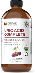 Complete Natural Uric Acid Complete - Liquid Supplement to Support Uric Acid Cleanse Kidney Health &amp Blood Circulation with Apple Cider Vinegar Tart Cherry Beet Root Lemon Cinnamon - 12oz