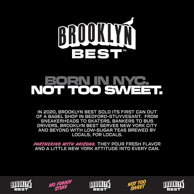 Brooklyn Best Variety Pack 3 Iced Tea Flavors and 1 Lemonade Not too Sweet Better for You Drink - 15 Fl Oz (Pack of 12)