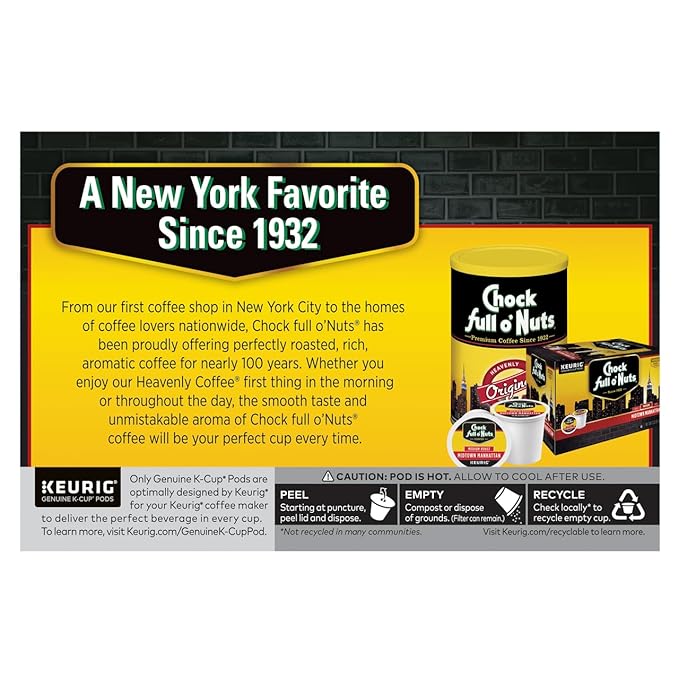 Chock Full o'Nuts Colombian Coffee Compatible with Keurig K-Cup Pods 12 CT (Pack of 2)