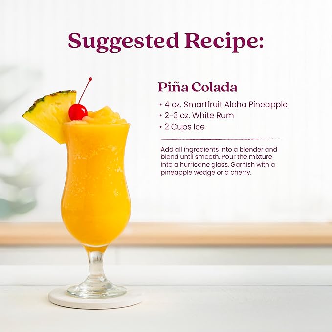 Smartfruit Aloha Pineapple + Prebiotic – 100% Real Fruit Purée with Pineapple Banana Apple &amp Coconut – Great for Smoothies Juice Yogurt Cocktails Teas – High in Vitamin A – 2-Pk 48oz Each
