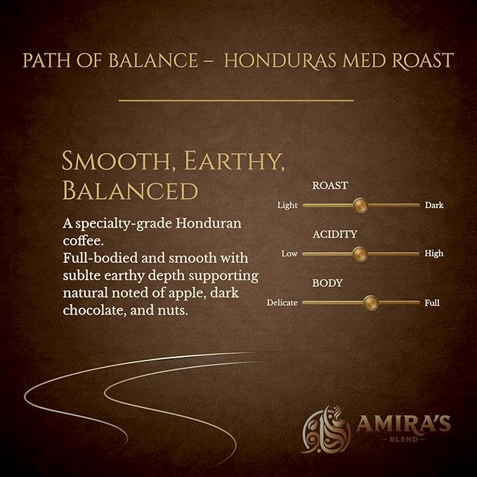 Path of Balance – Honduras Medium Roast Mushroom Coffee | Single-Origin Arabica + 3-Mushroom Functional Blend | Smooth Bright Centered Energy | Small-Batch Fresh Roasted