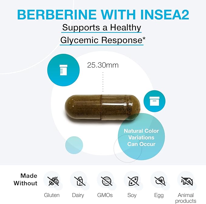 XYMOGEN Berberine with InSea2 - Berberine Supplement 500mg - Daily Metabolic Support Supplement - Wildcrafted Brown Seaweed Polyphenols - Support Wellness &amp Digestive Balance (60 Capsules)