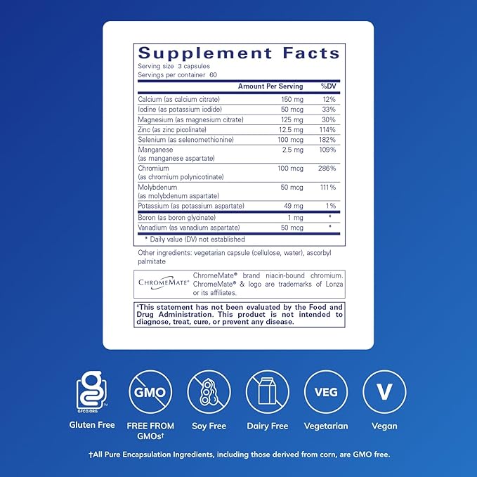 Pure Encapsulations Mineral 650 Without Copper &amp Iron | Hypoallergenic Combination of Balanced Chelated|Minerals | 180 Capsules