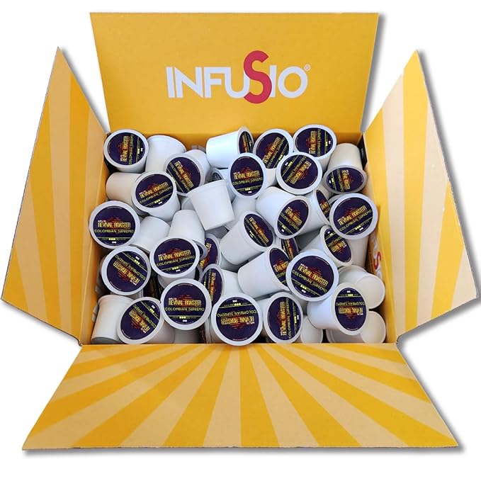 InfuSio Coffee Pods – 96 Count Colombian Supremo (Medium Roast Coffee) Single Serve Coffee Pods for Keurig K Cup® Brewers Compatible with Keurig 2.0 Brewers