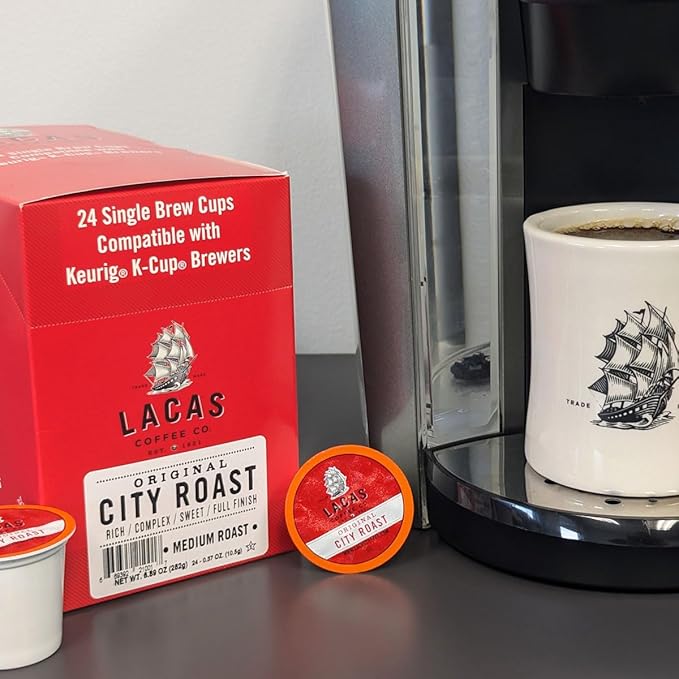 Lacas Coffee Original City Roast Single Serve Cups Compatible with Keurig K-Cup Brewers 24 Count