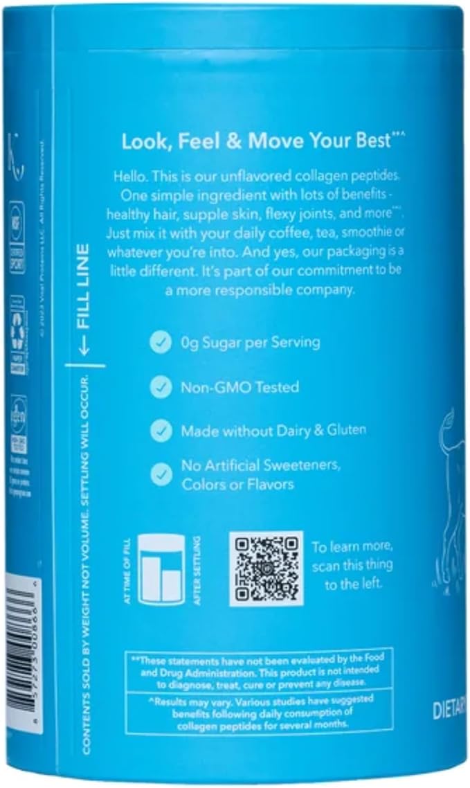 Vital Proteins Natural Whole Nutrition Collagen Peptides - Pasture Raised Grass Fed Paleo Friendly Gluten Free Single Ingredient - 24 Ounce