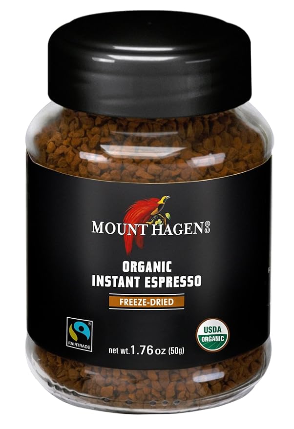 Mount Hagen 3.53oz Organic Freeze Dried Instant Coffee and Instant Espresso Ground Coffee 1.76oz Bundle