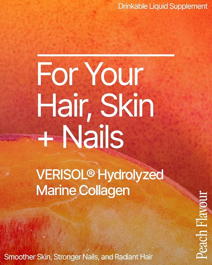 BeMe Liquid Collagen for Women - 2500mg Verisol Collagen Liquid with Biotin CoQ10 &amp Vitamin C - Clinically Proven Collagen Peptides for Hair Skin &amp Nails - 15 Peach Sachets