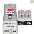 SodaStream - Diet Pepsi Beverage Mix Diet Flavor for SodaStream Turns 9.5 Gallons of Sparkling Water into Diet Pepsi Light Crisp and Refreshing with Zero Calories 14.9 Fl Oz Pack of 4