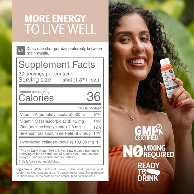 Hydrolyzed Liquid Collagen for Women &amp Men (30 Pack) –3X Faster Absorption 10g Collagen Drink for Anti-Aging Hair Growth &amp Joint Support- Individual Shots- 6 Tropical Flavors