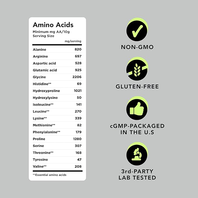 AMANDEAN Collagen Peptides Powder 1kg. Grass-Fed Enzymatically Hydrolyzed Type 1 &amp 3. Agglomerated Easy to Mix Unflavored Non-GMO. Protein with 18 Amino Acids for Healthy Skin Hair Nails.