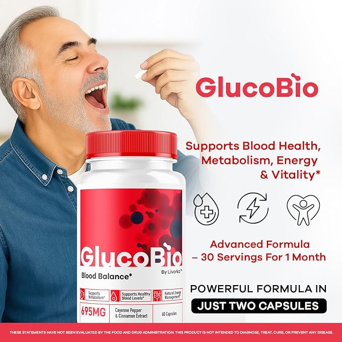 (2 Pack) GlucoBio Capsules - Official Gluco Bio Advanced Formula Support Pills - Maximum Strength Natural Gluco Bio Supplement Vitamin for Overall Health &amp Wellness Reviews 120 Capsules for 2 Mo