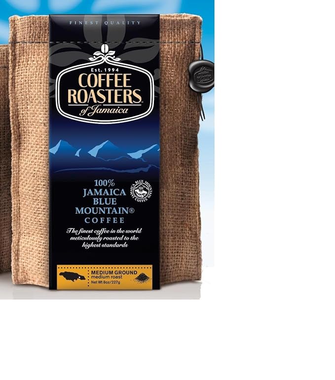 Jamaica Blue Mountain Coffee  Certified 100% Pure Roasted Ground in a 1lb Sac