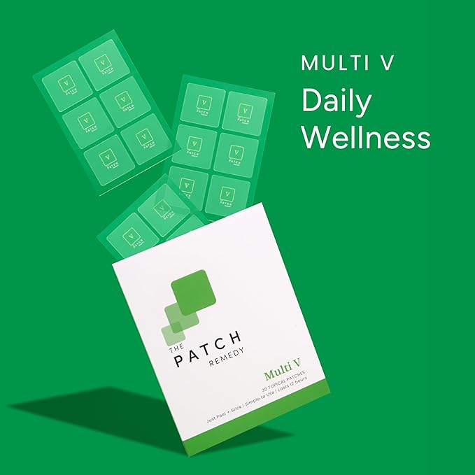 The Patch Remedy Multi V Patches - Vitamin Plus Blend with D3 K2 Magnesium Chloride Zinc Liposomal C Potassium Iodide Biotin Plus More