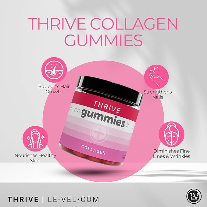 Le-Vel Thrive Collagen Gummies | 30 Servings | Hair Skin &amp Nails Support with Biotin &amp Collagen