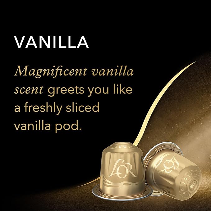 L'OR Espresso Capsules 80 Count Vanilla Single-Serve Aluminum Coffee Capsules Compatible with the L'OR BARISTA System &amp *Nespresso Original Machines 80 Count (Pack of 8)