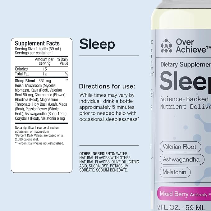 Supplement Variety Pack with Advanced Nanoscience Technology 72 Pack Stress Calming Relax Drink Sleep Aid Drink Mushroom Supplement Drink 2 oz Shot