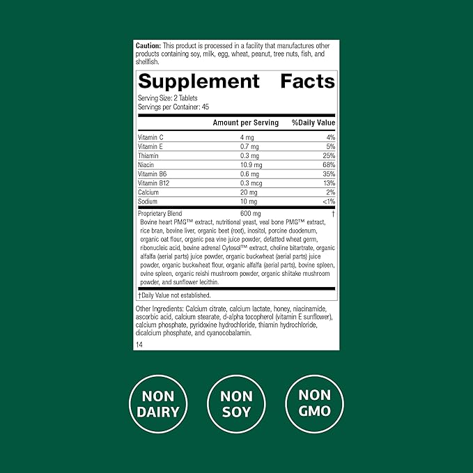 Standard Process Vasculin - Supplement for Cardiovascular &amp Healthy Heart Support - Supports Collagen Formation &amp Heart Health - Non-Dairy &amp Non-Soy - 90 Tablets (45 Servings)
