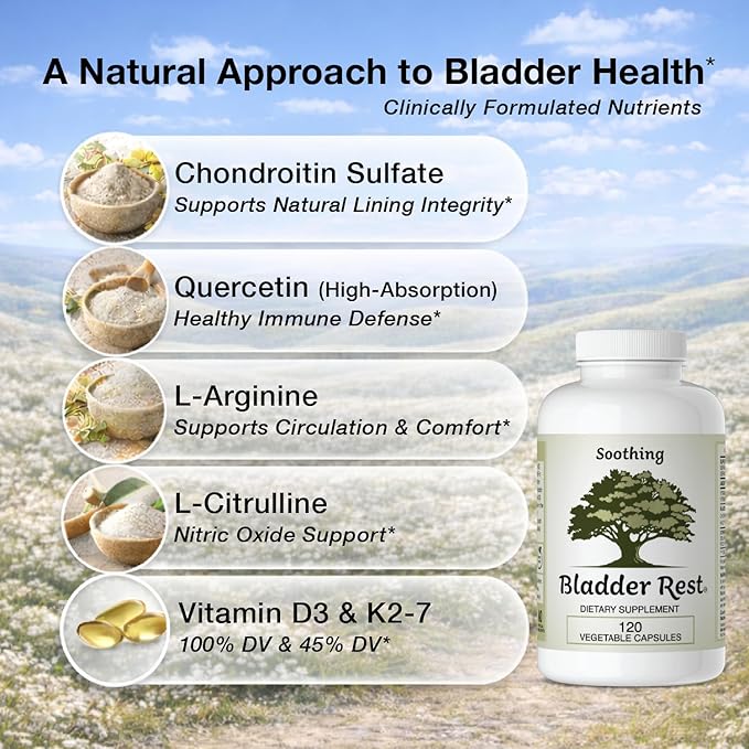 Bladder Health &amp Pelvic Discomfort* - Natural Lining Support* -120 Capsules - Made in The USA