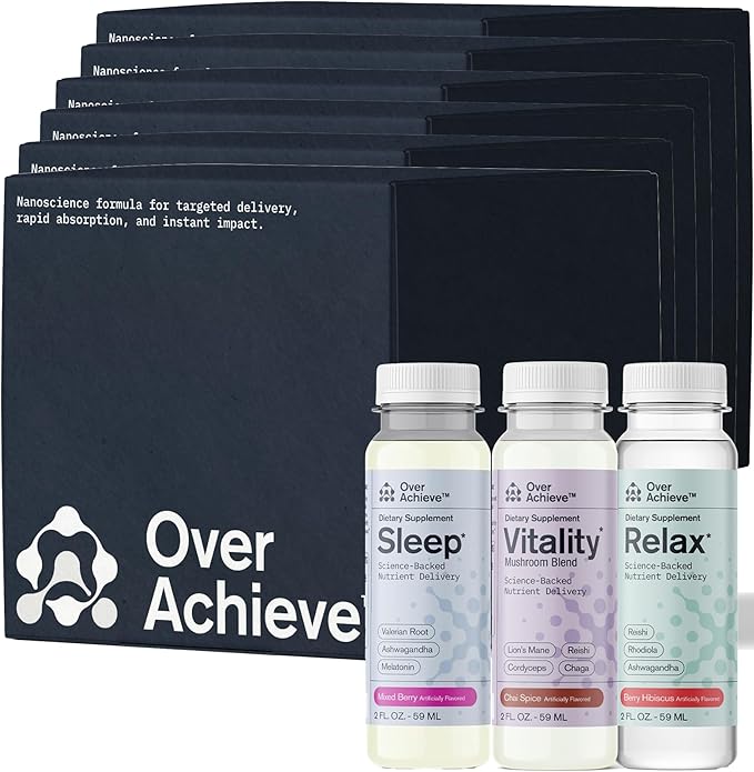 Supplement Variety Pack with Advanced Nanoscience Technology 72 Pack Stress Calming Relax Drink Sleep Aid Drink Mushroom Supplement Drink 2 oz Shot