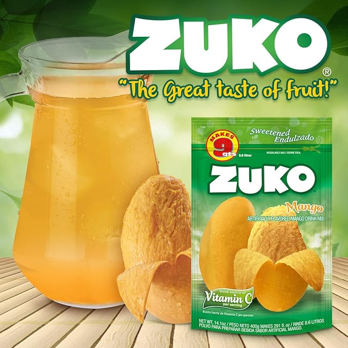Zuko Mango Instant Powder Drink Family Pack 14.1 oz Pack of 6