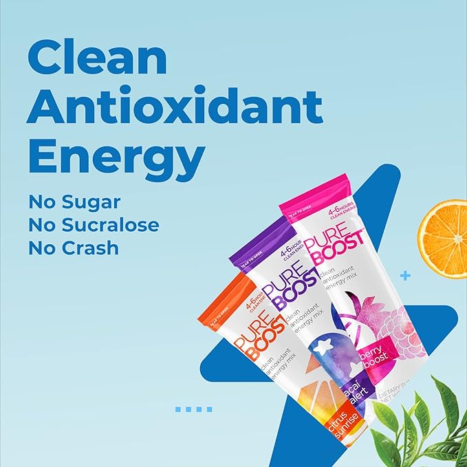 Pureboost Clean Energy and Super Immune Bundle. 60 Stick Packs Boosted with B12 Vitamin C and More. Fruity Combo Pack + Advanced Immune Support Immune Combo Pack