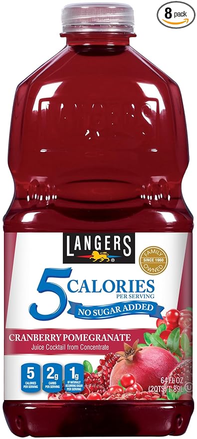 Langers 5 Juice Cocktail Cranberry Pomegranate 64 Fl Oz (Pack of 8)