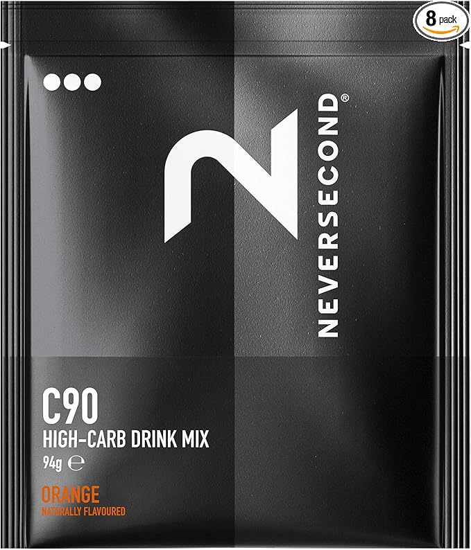 NeverSecond C90 High Carb Drink Mix Hydration &amp Nutrition Never2 Carb Drink for Ultra Triathlons Cycling &amp Marathons (Orange Flavor 94g 8 Serving-Count)
