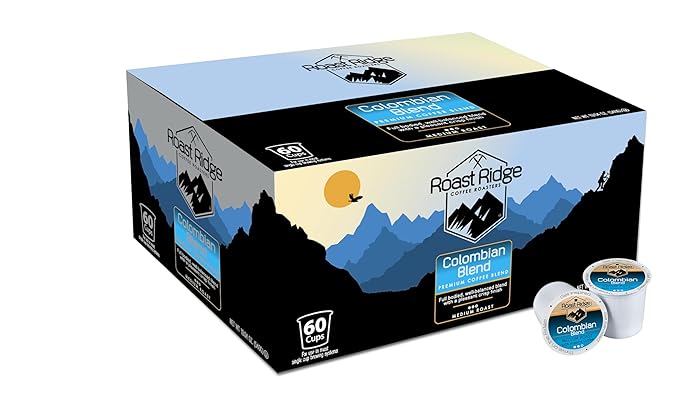 Roast Ridge Single Serve Coffee Pods for Keurig K-Cup Brewers Colombian Blend Medium Roast 60 Count