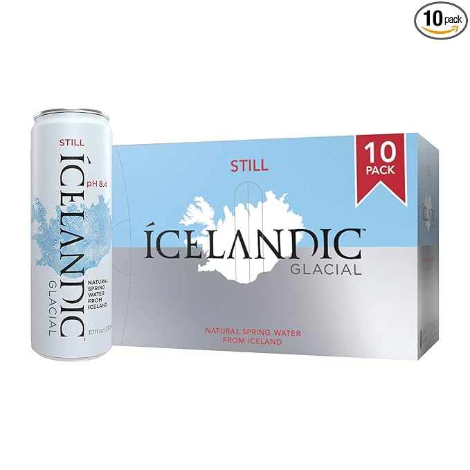 Icelandic Glacial Natural Spring Alkaline Water 330 ml / 11.1 Fl Oz Cans (Pack of 10)