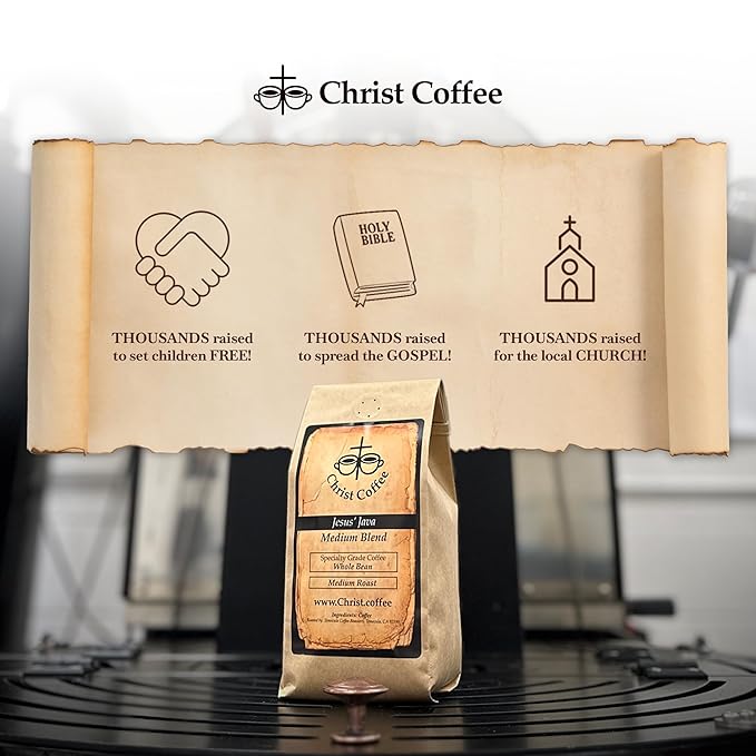 Christ Coffee Jesus’ Java Medium Blend – Premium Whole Coffee Beans Smooth and Balanced Flavor | Freshly Roasted for Rich Aroma and Taste – 12 oz Ba