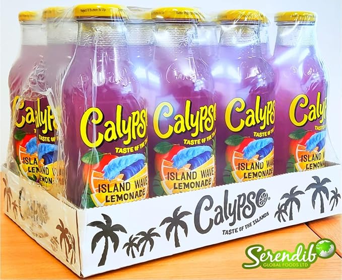 Calypso Lemonade Island Wave Lemonade Made with Real Fruit 16 Fl Oz Glass Bottles (Pack of 12)