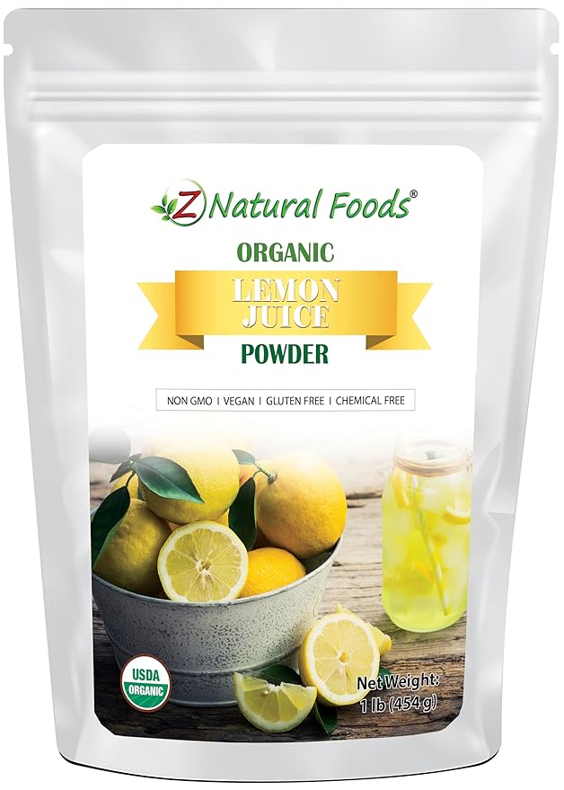 Z Natural Foods Organic Lemon Juice Powder Enriched with Vitamin C Ideal for Lemonade Juice Shakes and Recipes Gluten Free Non-GMO 1 lb