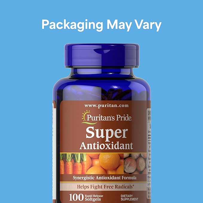 Puritan's Pride Premium Super Synergistic Antioxidant Formula Dietary Supplement to Help Fight Premature Aging* Vitamins A C E and Selenium Mineral 3 Month Supply 100 Rapid Release Softgels