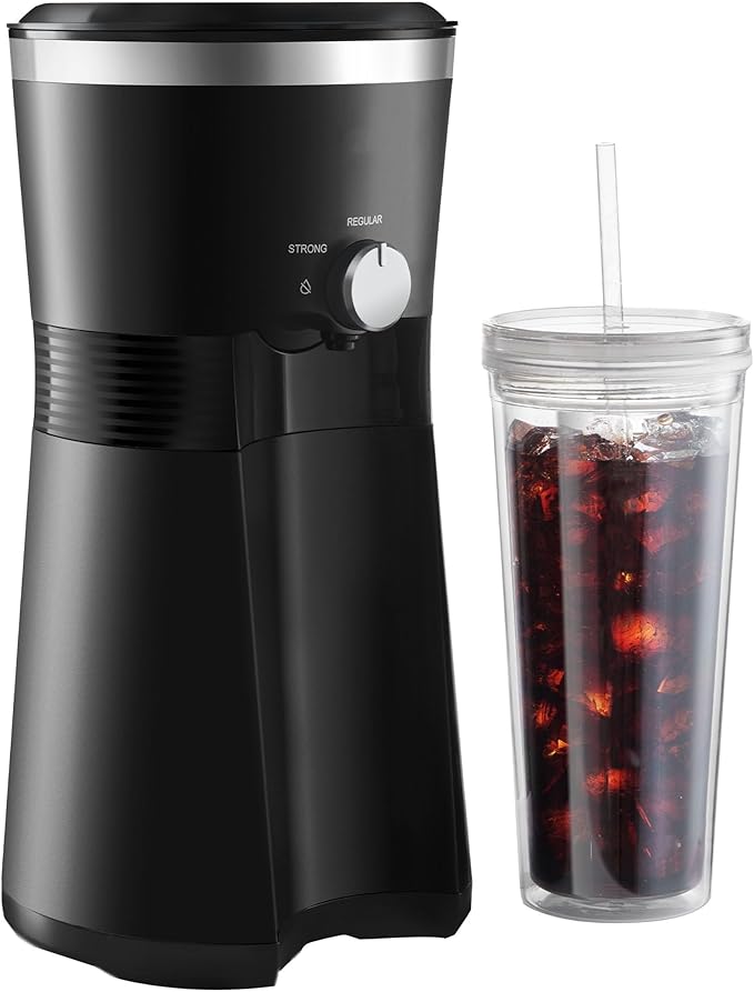 MaiyO Iced Coffee Maker with 25 fl oz. Reusable Tumbler Black