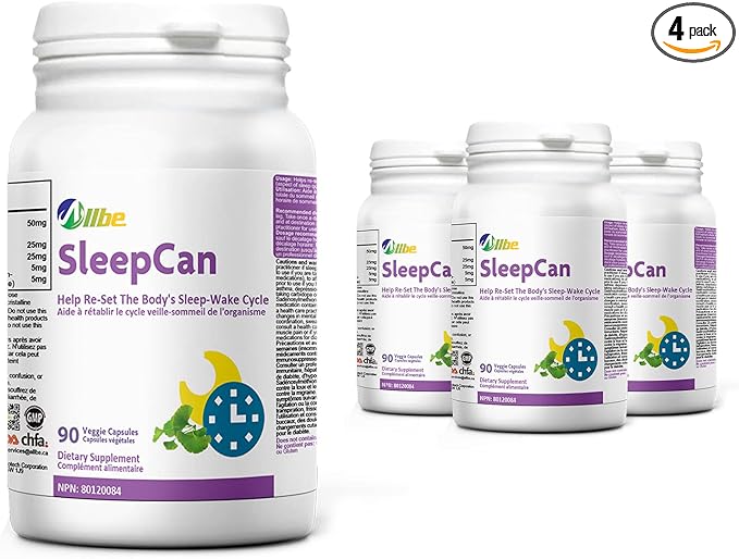 SleepCan Capsules 5mg Melatonin with Phosphatidylserine and L-Theanine 4 Packs of 90 Sleep-Wake Cycle Support Supplements Serving Size: 1 Capsule Once Daily
