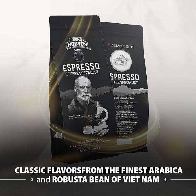 TRUNG NGUYEN LEGEND Espresso Specialist Arabica Coffee Bean - Bag 17.6 Oz/500gr Light Roast Whole Beans Full Coffee Beans Smooth and Balanced Taste