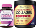 Doctor's Recipes Women’s Probiotics &amp Multi Collagen Powder Bundle Value Pack for Vaginal Skin Hair Nail Health No Gluten Pro (60 Capsules) &amp Collagen (45 Servings)