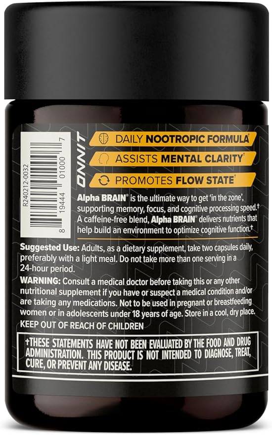 ONNIT Alpha Brain Nootropic Capsules for Men &amp Women IGEN Non-GMO Tested Memory Focus &amp Mental Clarity Support with L-Theanine and Vitamin B6 30 Count Each 2 Pack (60 Capsules)