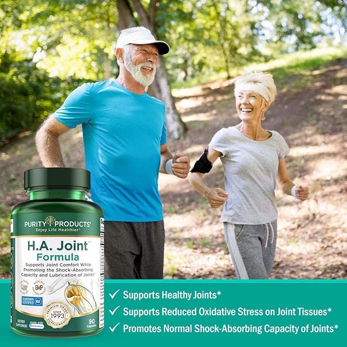 Purity Products HA Joint Formula Hyaluronic Acid + Key CoFactors - Joint + Skin Multi Collagen (Type I II &amp III) - 5-Loxin - Olive Fruit Extract - Joint Flexibility + Mobility - 90 Capsules (2)