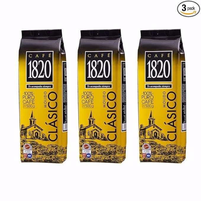 Cafe 1820 Molido - Costa Rica Gourmet Ground Premium Coffee - 17.6 oz (500 gr) 3 Pack
