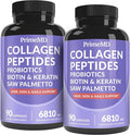 27-in-1 Hair Skin and Nails Vitamins (6810mg) with Biotin 10000mcg - Collagen Supplements for Men and Women - Keratin Supplements with Probiotics and Saw Palmetto 90ct (2-Pack)