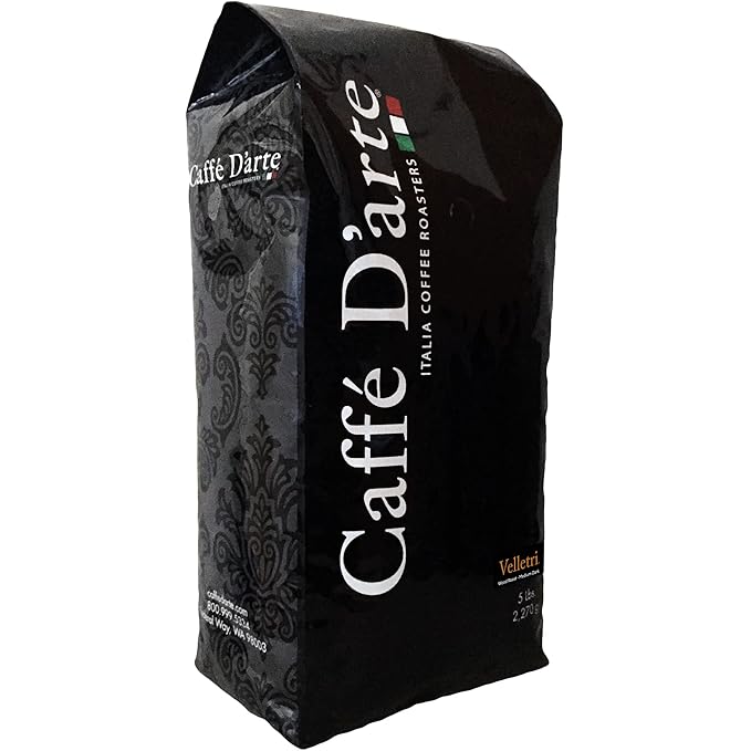 Caffe D’arte Velletri Wood Roast Reserve Whole Bean Coffee – Medium-Dark Roast Roasted in Seattle Ideal for Drip Brewing 5 lb