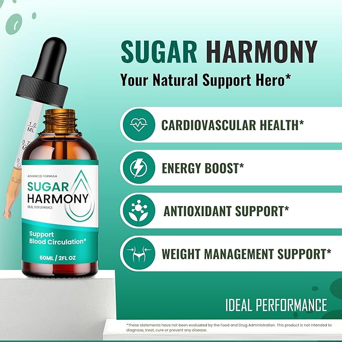 Sugar Harmony Drops SugarHarmony Blood Formula Support Supplement Drops - Maximum Strength All Natural Healthy Circulation Stable Levels &amp Overall Health Advanced Sugar Harmony Reviews (3 Pack