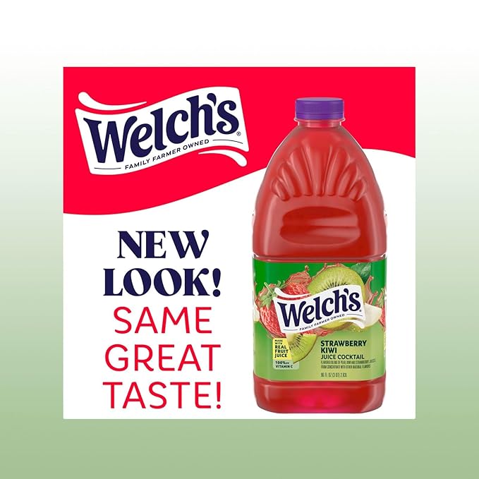 Welch's Strawberry Kiwi Juice Drink 96 fl oz Plastic Bottle 2 Pack + 15 Sugarcane Disposable Straws by KOOL8SHOP Infinite Deals