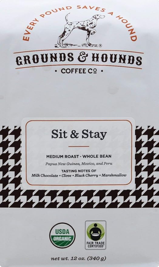 GROUNDS &amp HOUNDS Sit and Stay Coffee Whole Bean 12 OZ