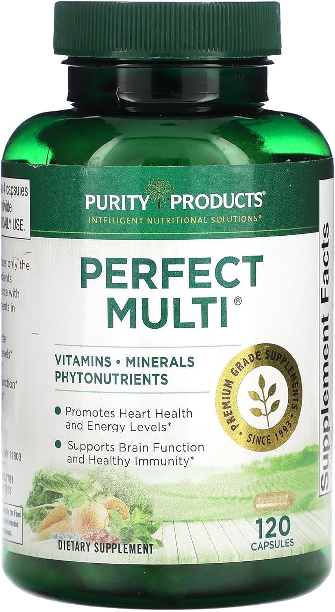 Purity Products Perfect Multi - Multivitamin Packed with Vitamins Minerals and Phytonutrients - 60 Breakthrough Nutrients - Support for Healthy Immunity Normal Energy Levels - 120 Capsules (1)